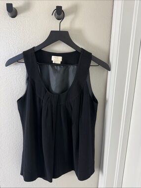 Kate Spade Designer Black Scoop Ruched Neck Sleeveless Blouse Wardrobe Staple
